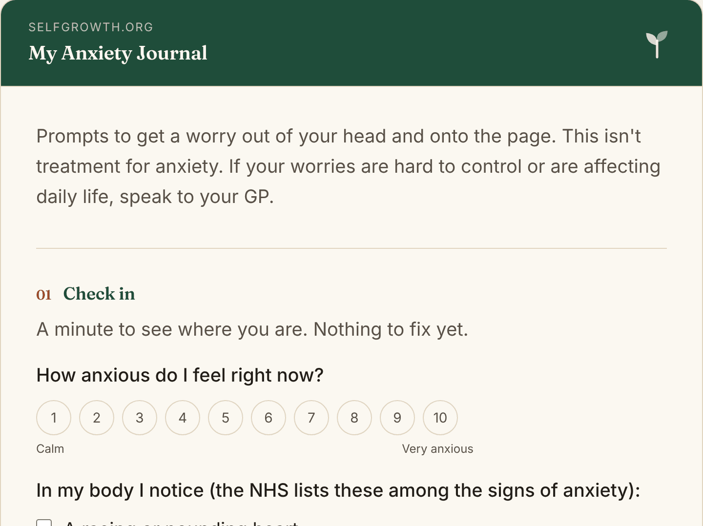 Preview of the Anxiety Journal Prompts, a free printable worksheet