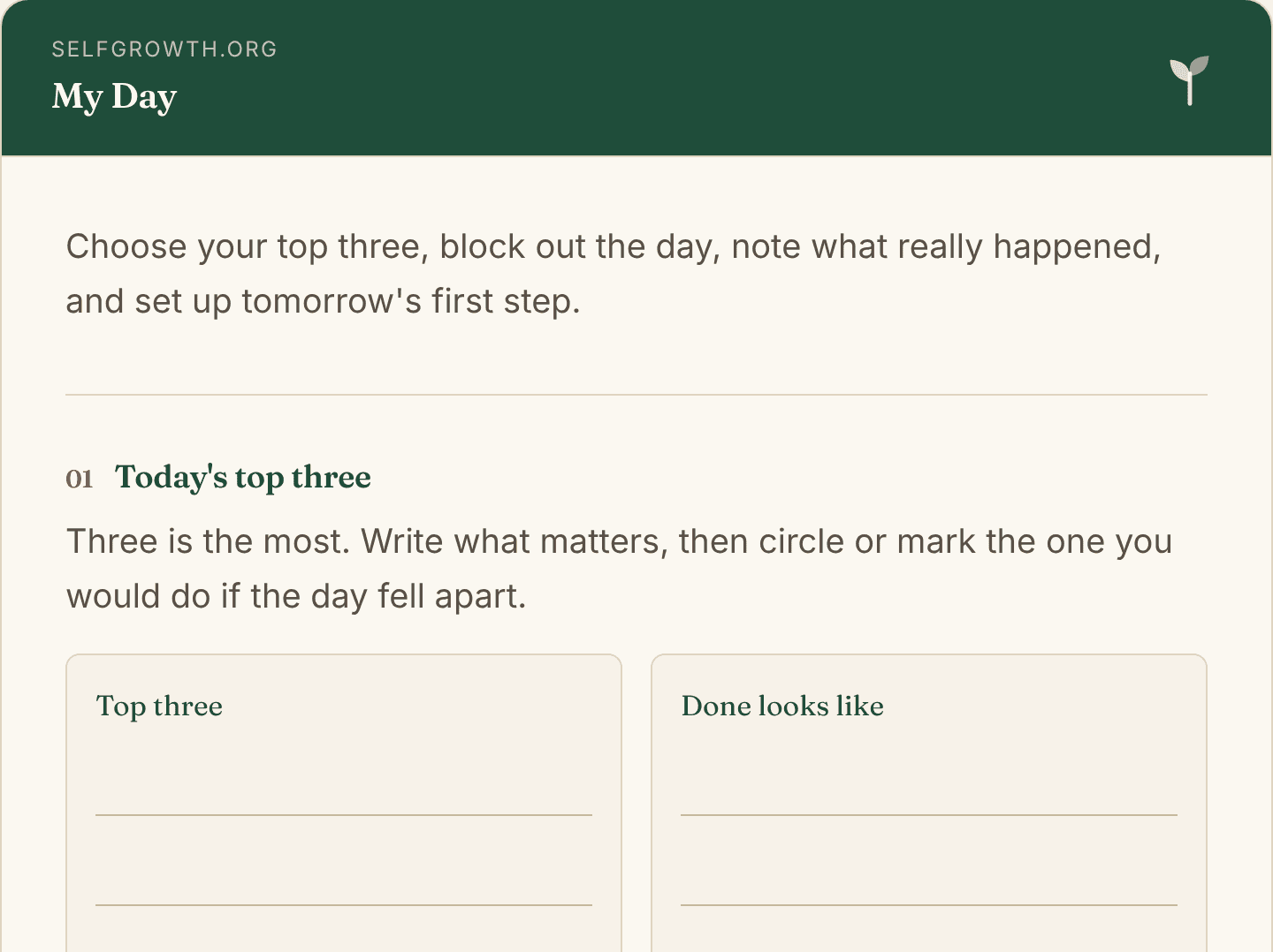 Preview of the Daily Planner Template, a free printable worksheet