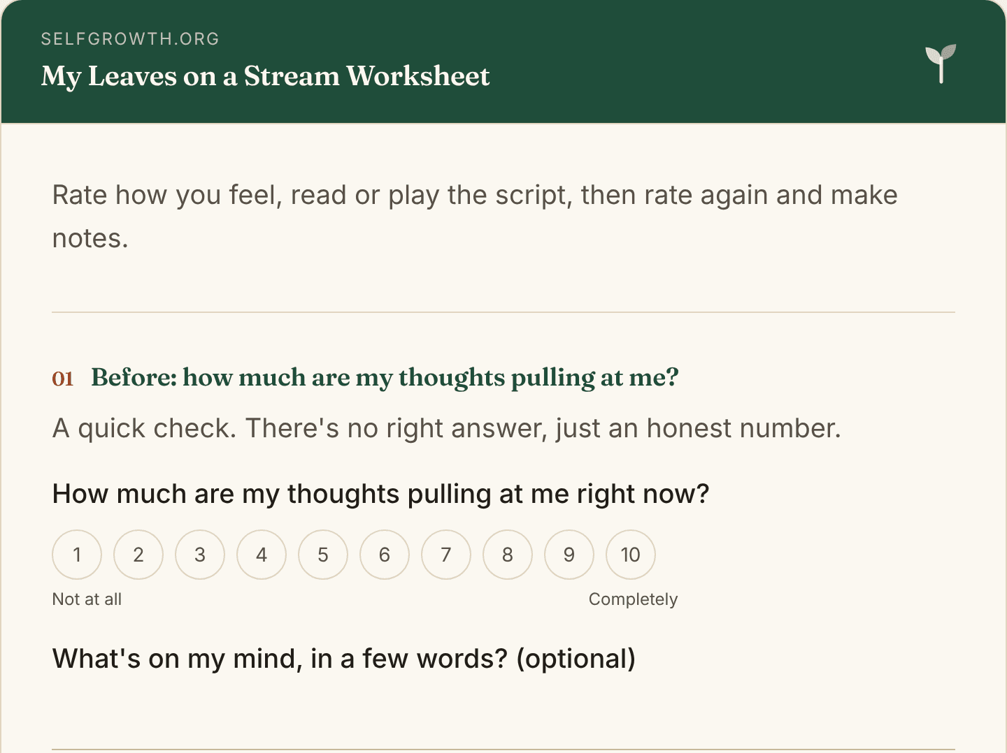 Preview of the Leaves on a Stream Worksheet, a free printable worksheet