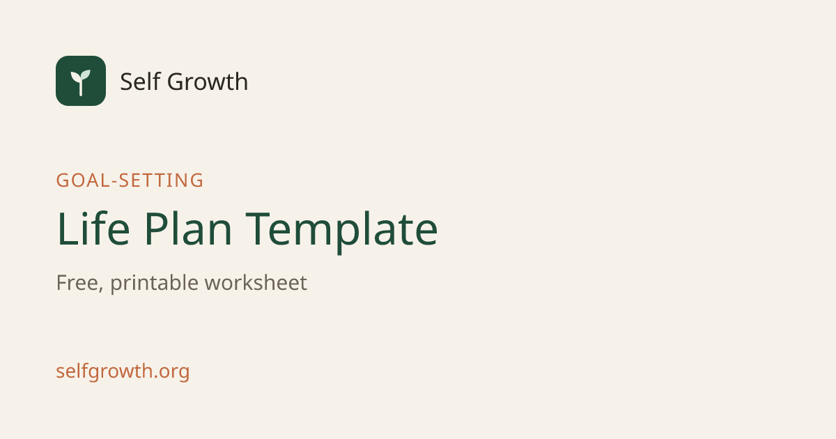 Life Plan Template (Free Printable 5-Year Plan) · Self Growth